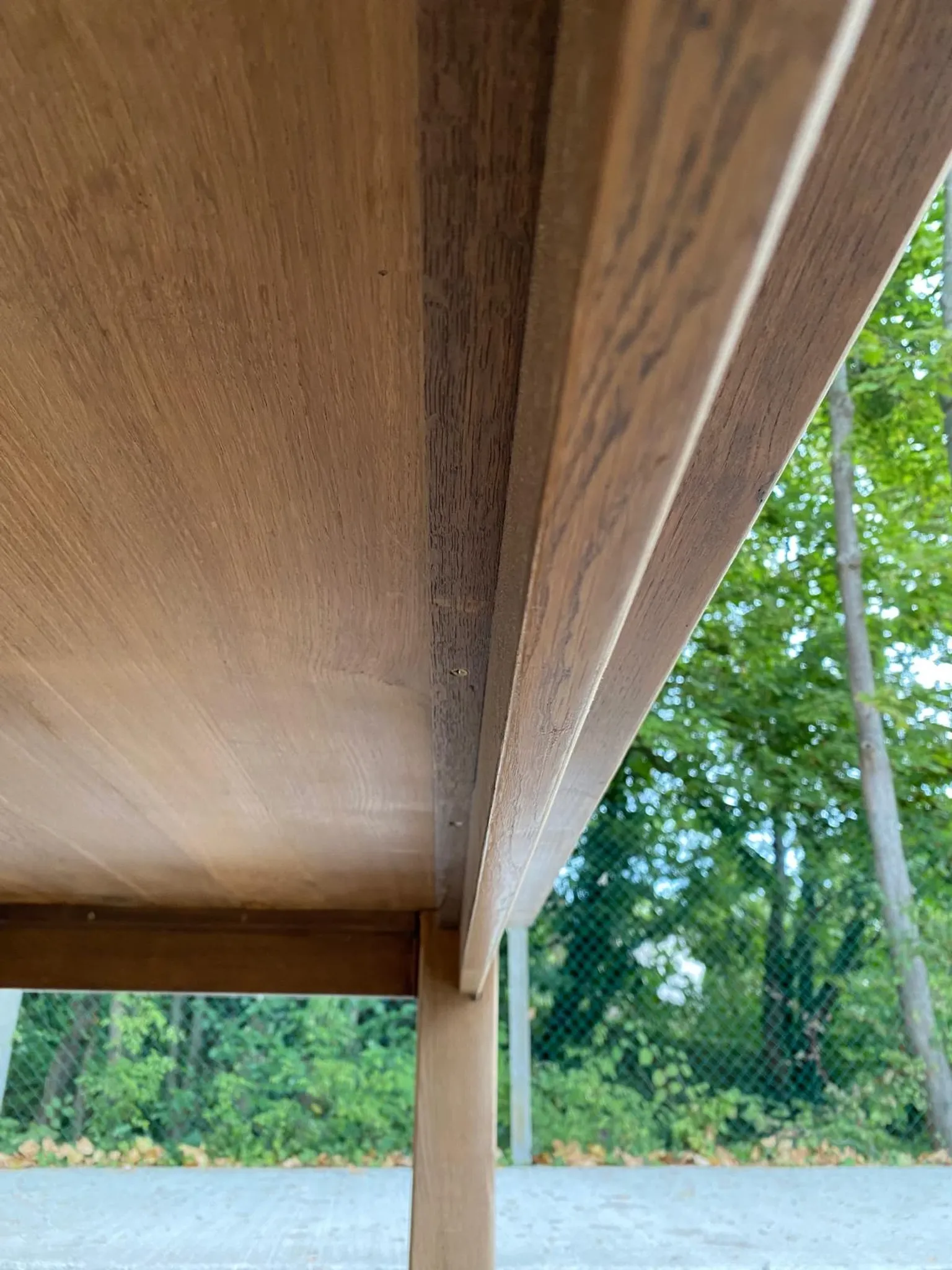 Table à manger de ferme décapée en chêne massif brut 1970 - 210cm