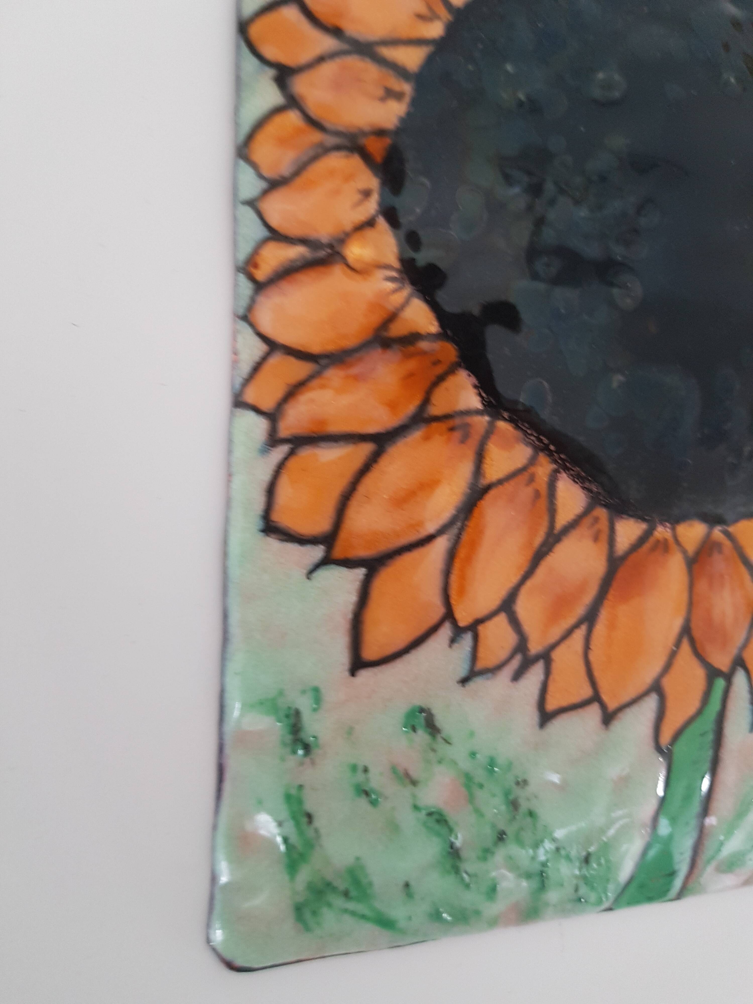 Sunflower enamel plaque