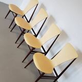 Set of 4 floating seat dining chairs / 1950s