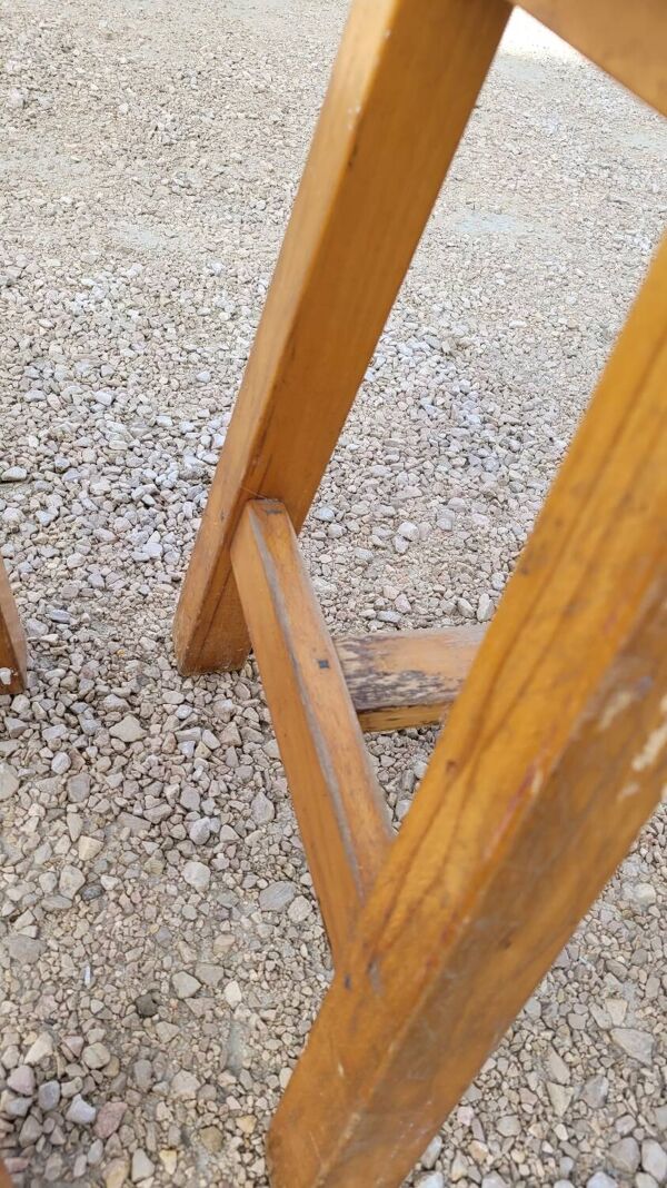 Paire de Tabourets en bois de Gare 1950s