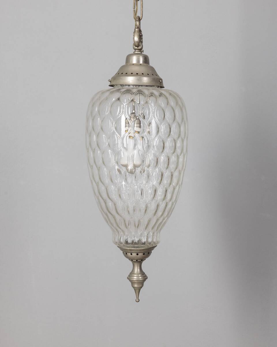 1960s vintage pendant lamp in decorated glass Italian design