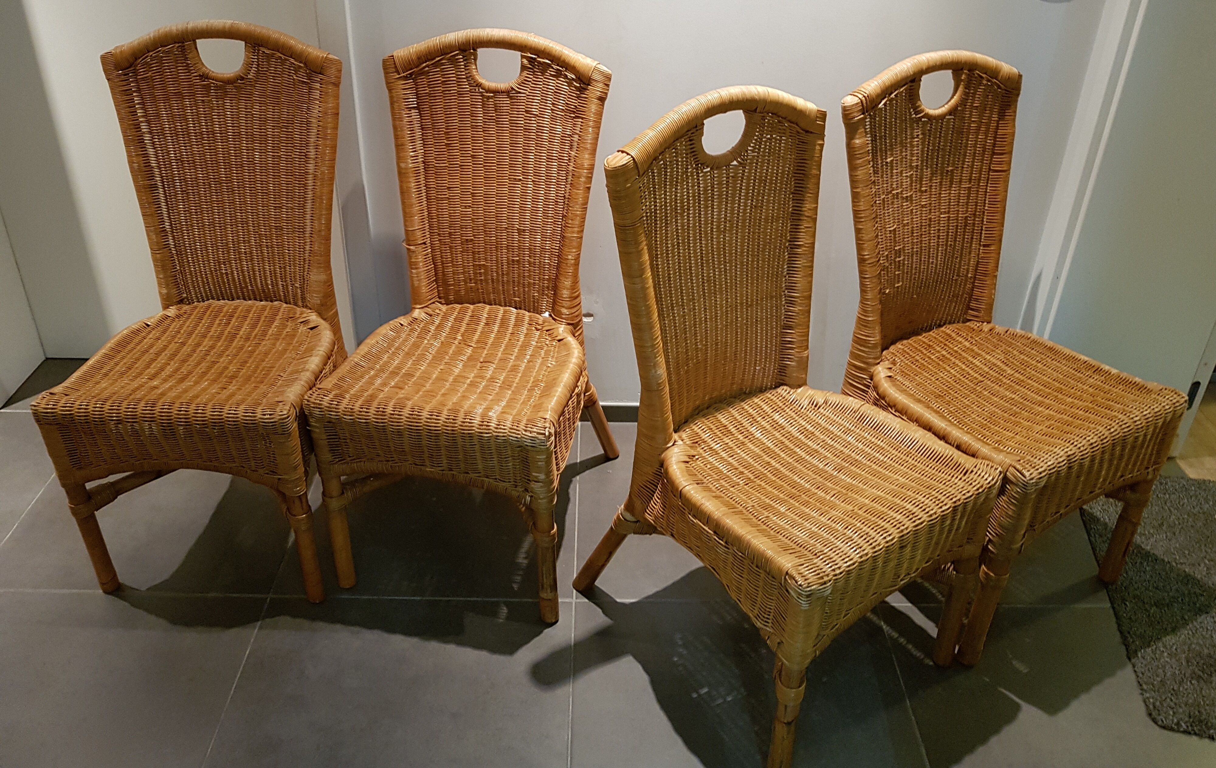 Lot de 4 chaises rotin, années 2000