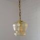 Vintage old gold pendant light, amber glass, 1960s chain lamp