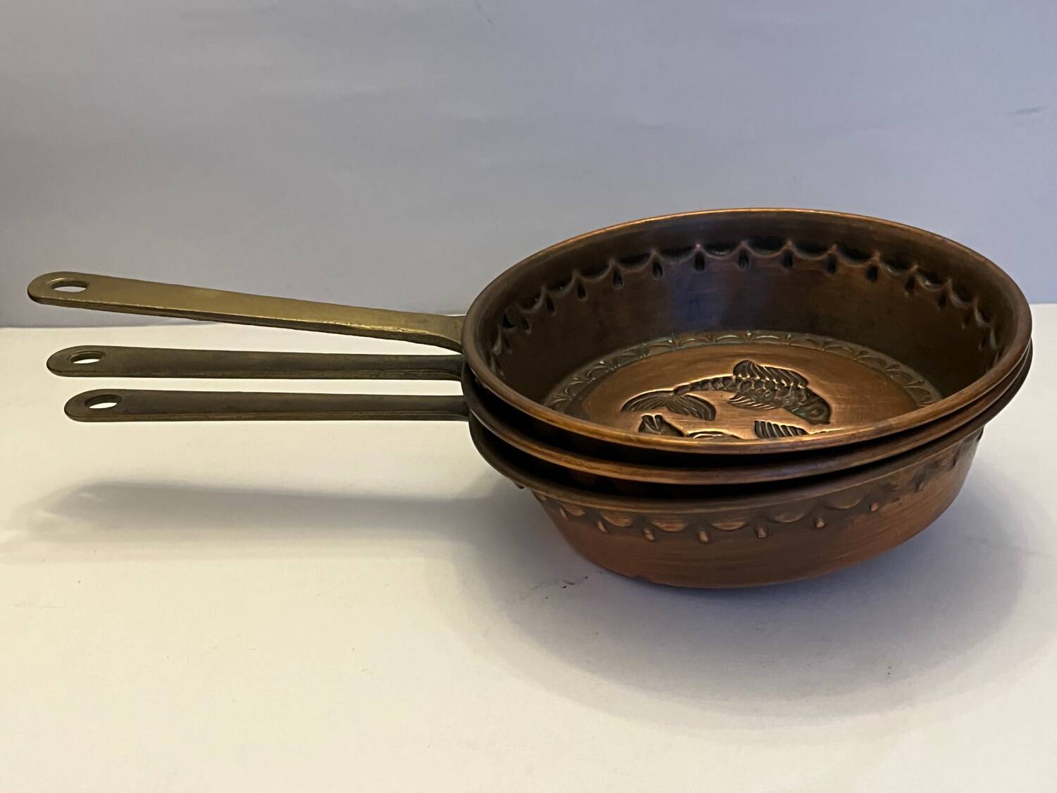 Set of 3 copper frying pans