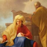 Antique Italian painting from the 18th century, Saint Joseph and the Virgin