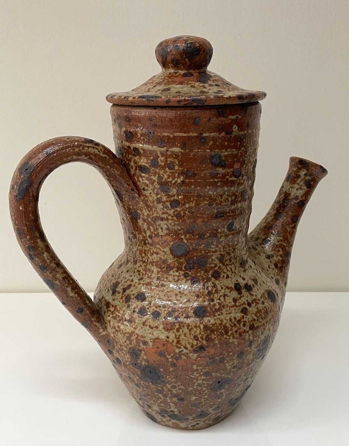 Large pyrite stoneware coffee pot, workshop work, 1970.