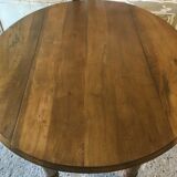 Walnut shutter table with drawer on wheels