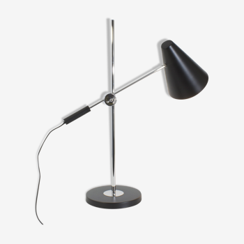 Adjustable desk lamp, large model, chrome and black, contemporary, 71cm.