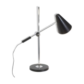 Adjustable desk lamp, large model, chrome and black, contemporary, 71cm.