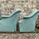 Pair of green velvet frog chairs from the 1970s.