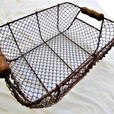 Panier avec 2 poignées en bois en grillage