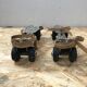 Old pair of roller skates midonn metal grey + straps vintage leather