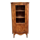 Louis XV style curved glass-fronted bookcase in rosewood