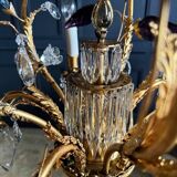 Lustrous pagoda from Maison Baguès in gilded bronze with a decoration of flowers and fruits in glass - 20th century