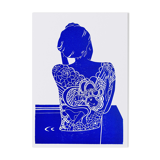 Linogravure originale - Femme japonaise tatouée