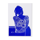 Original linocut - Tattooed Japanese woman