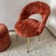 Chaise et pouf moumoute années 70
