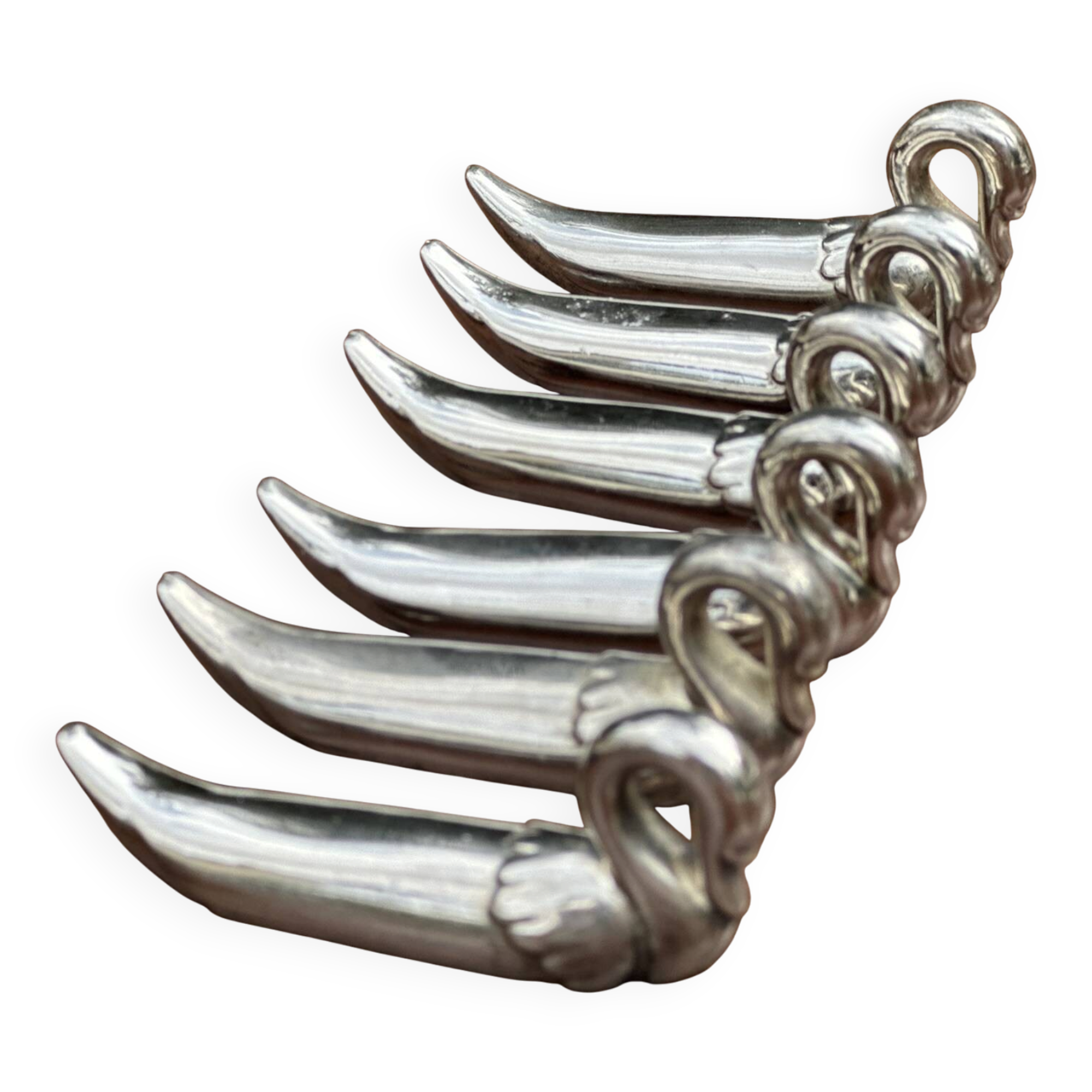 Set of 6 vintage silver-plated swan knife rests