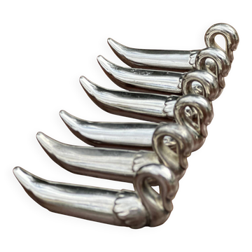 Set of 6 vintage silver-plated swan knife rests