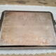 Rectangular silver metal tray 2 handles, decorative frieze