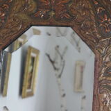 Bevelled handmade mirror in old repulsed copper - 54x45cm