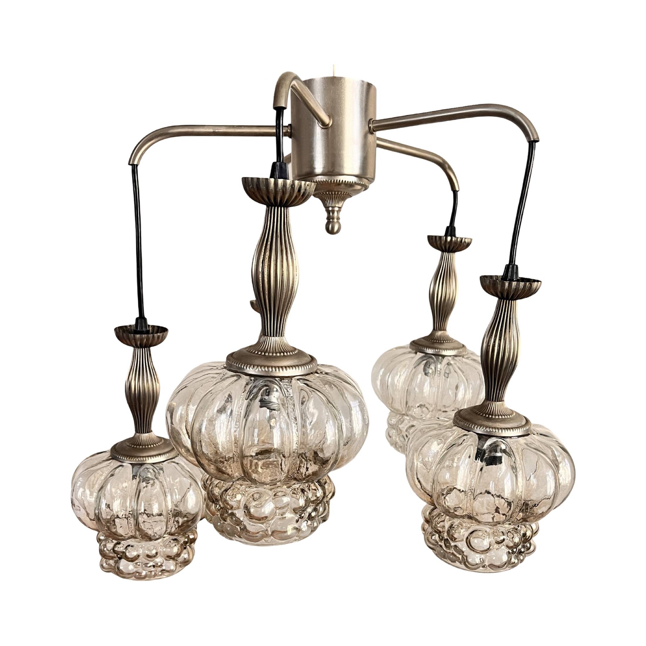 Mid-century modern cascade chandelier veb narva leuchten, germany, 1970s.