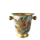 Seau à champagne en cloisonné français émaillé coloré sur laiton.