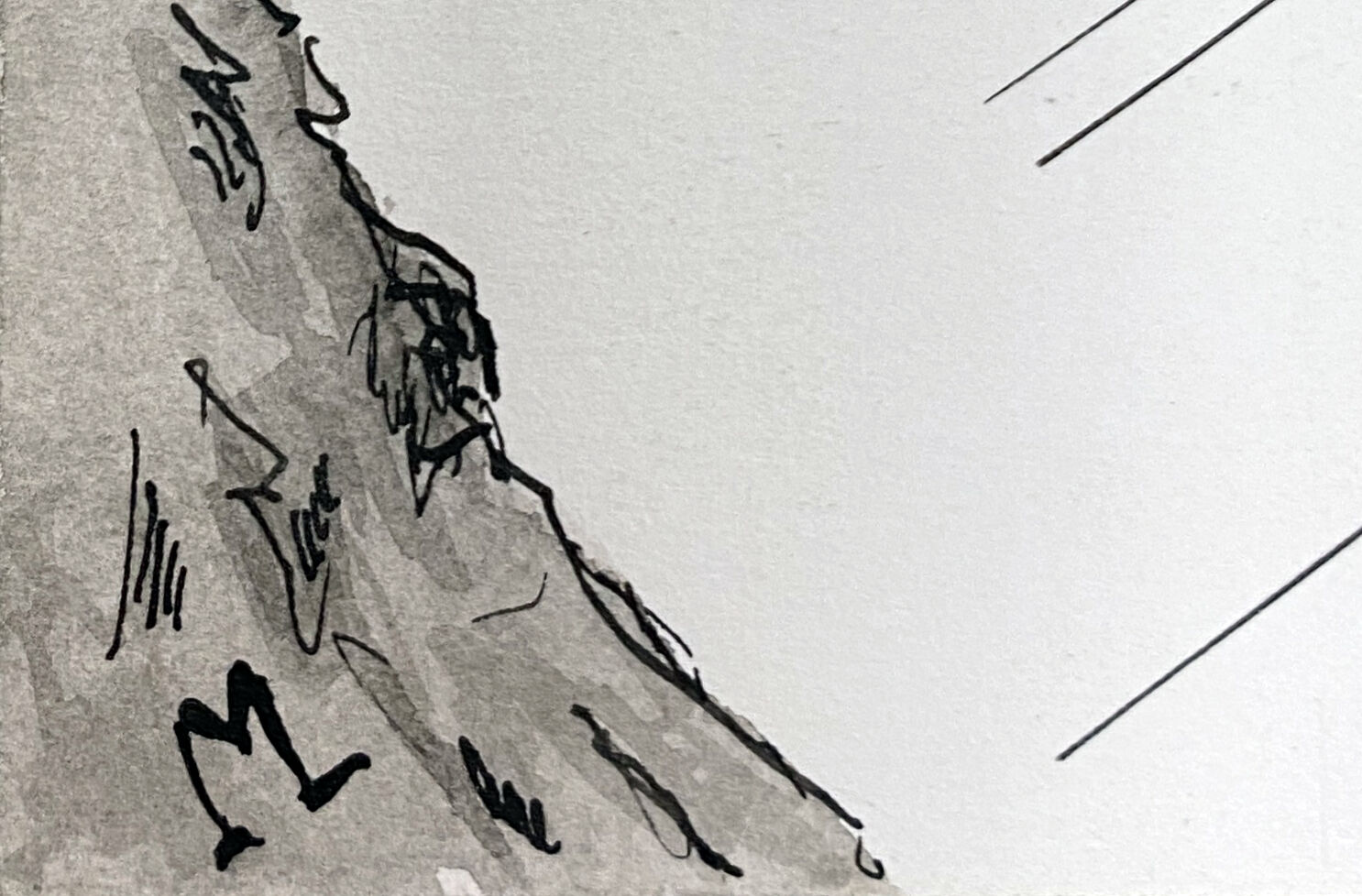 Original drawing painting ink and watercolor signed Asia