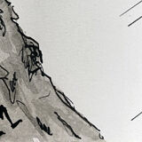 Original drawing painting ink and watercolor signed Asia