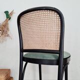 Chaises bistrot bois courbé noir, cannage et velours