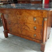 Empire-style walnut commode – black marble – 19th century