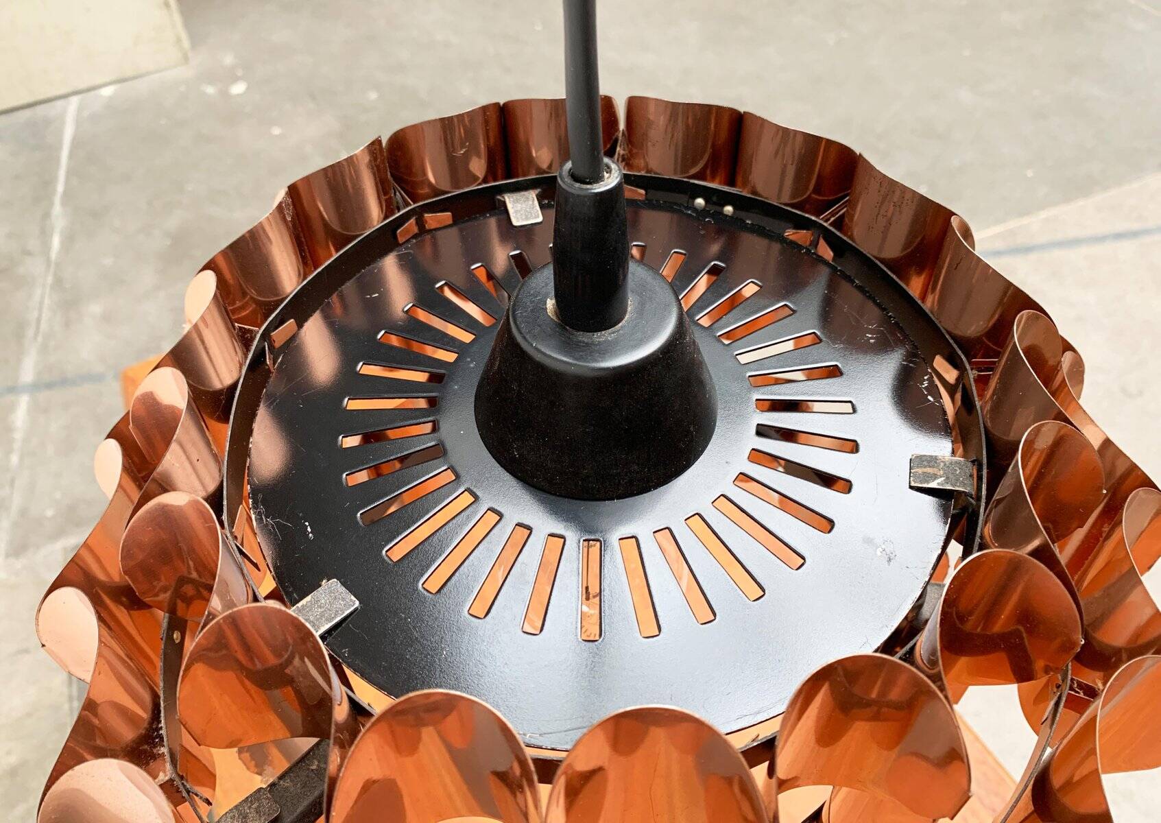 Copper pendant lamp Swiss type 810 modern mid-century by Hans Zender for Temde