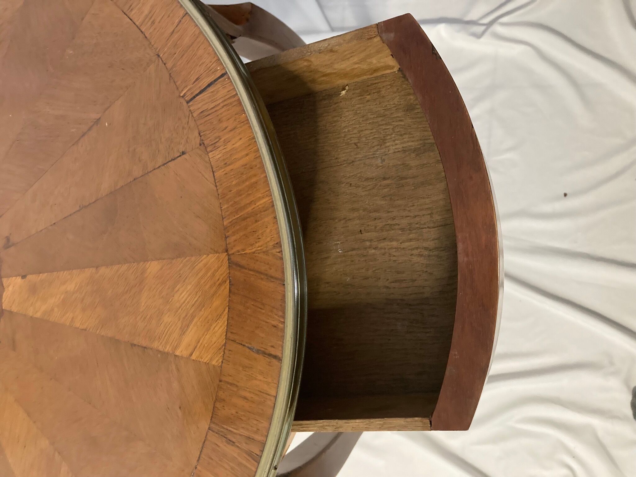 Old pedestal table style Louis XVI marquetry late nineteenth