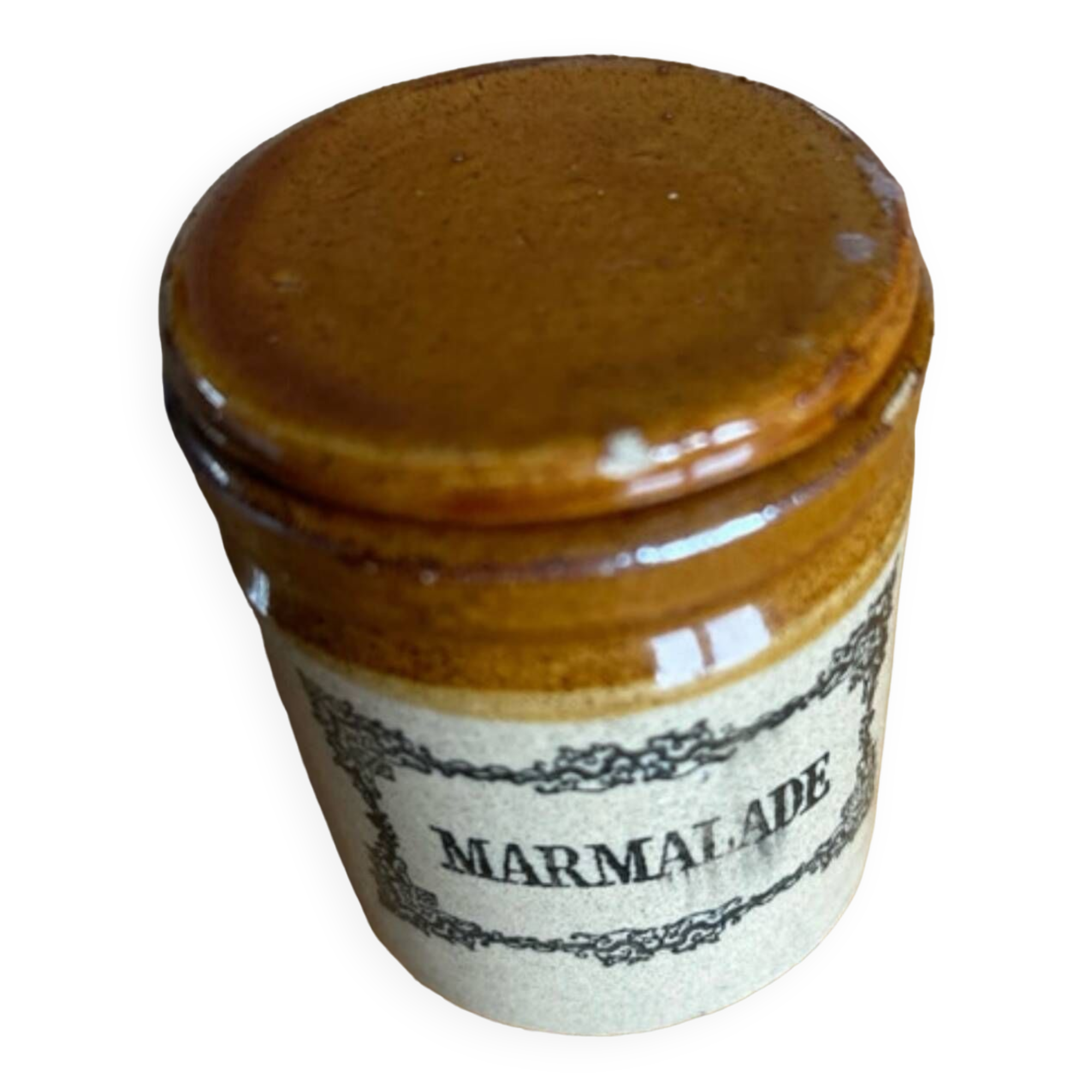 Small English stoneware marmalade pot