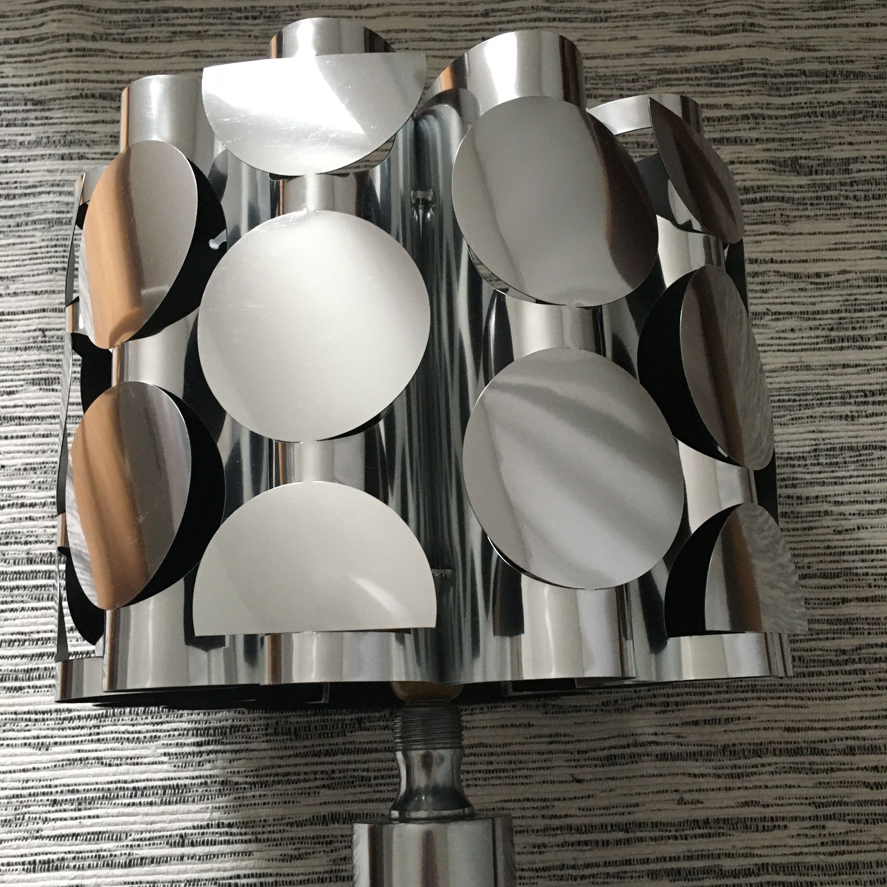 Vintage 70's brushed steel cylindrical lamp