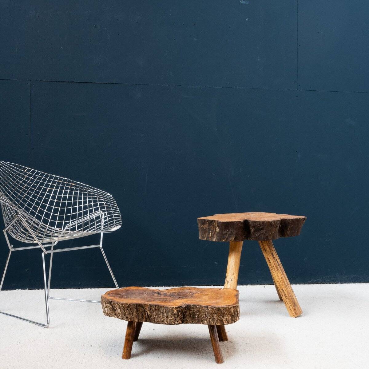 Brutalist Elm Coffee Table Set, 1960, Set of 2