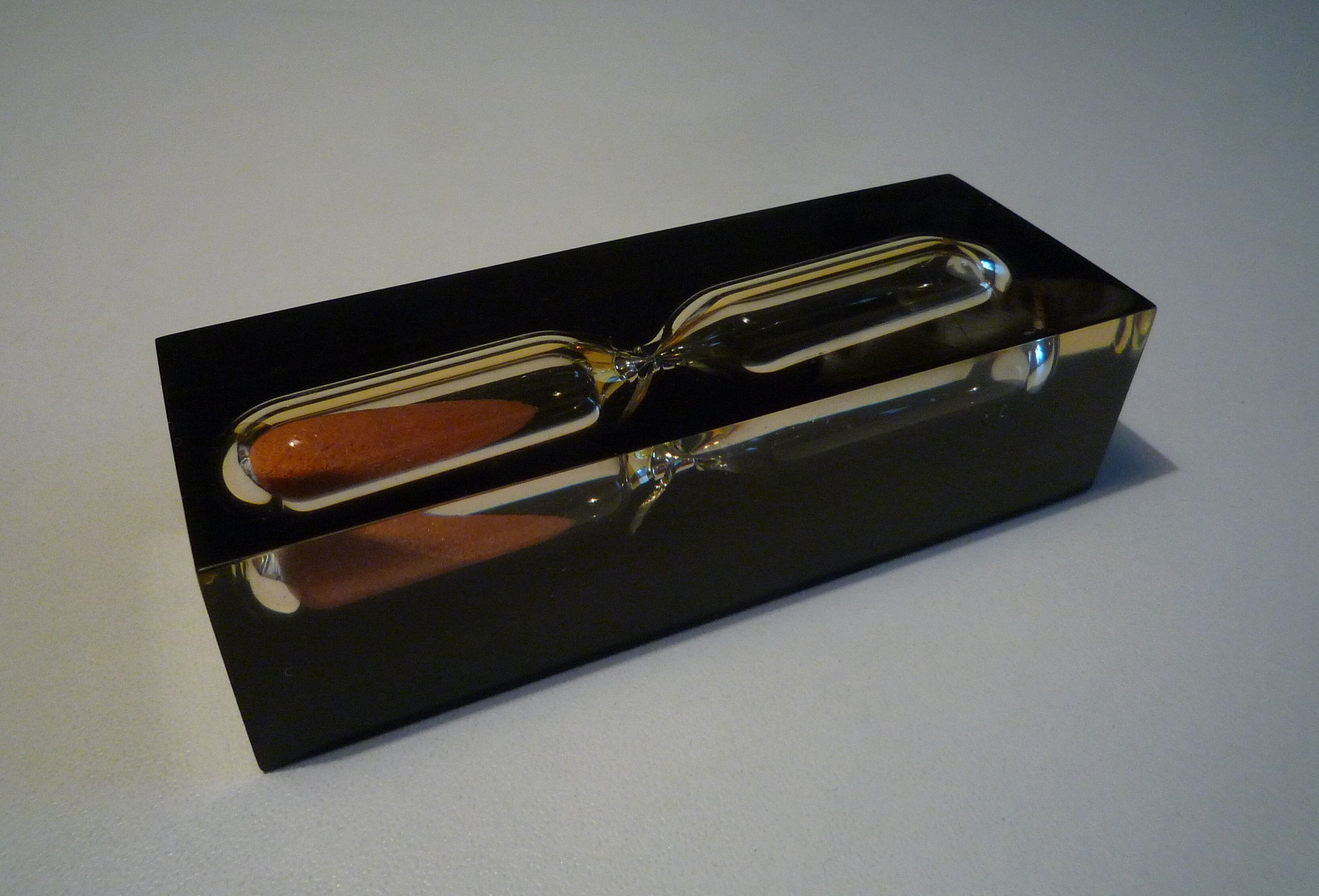 Resin hourglass with inclusion 1970s