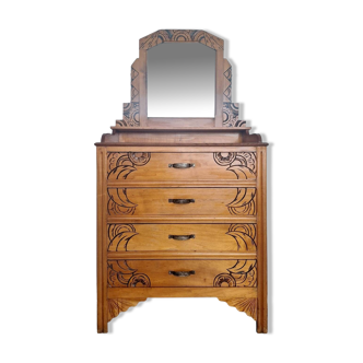 Commode coiffeuse art déco, meuble ancien vintage