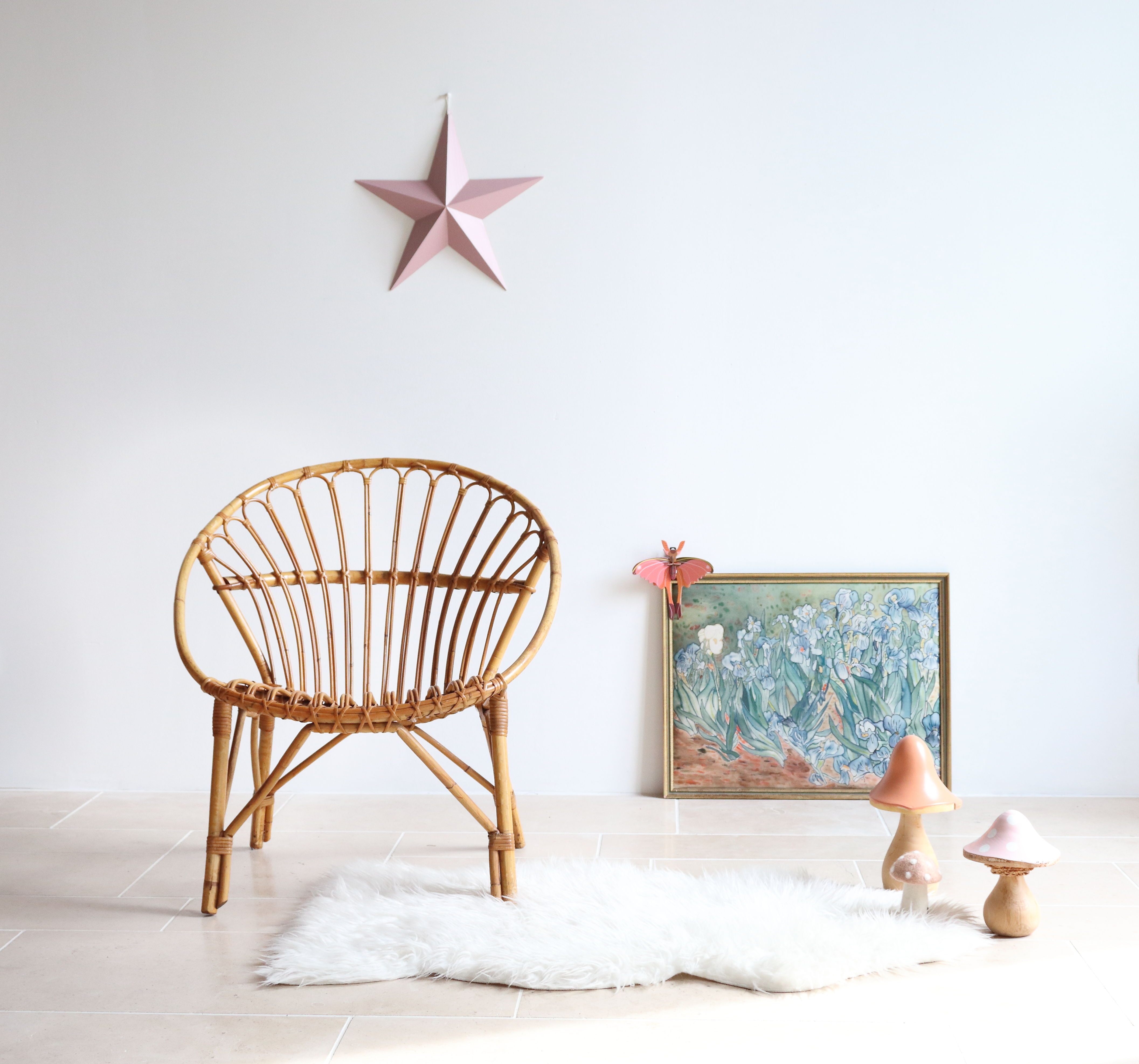 Adult size rattan shell armchair from the 60s