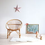 Adult size rattan shell armchair from the 60s