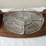 Plateau en bois et verre