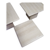 Set of 3 travertine side / coffee tables /  60 x 60 x 40 cm /  50 x 50 x 35 cm / 40 x 40 x 30 cm