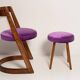 Mid-century purple velvet Halfa chair and stool, Baumann, France, 1970s.
