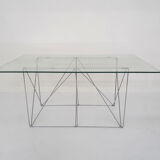 Glass and metal dining table by Max Sauze 1970