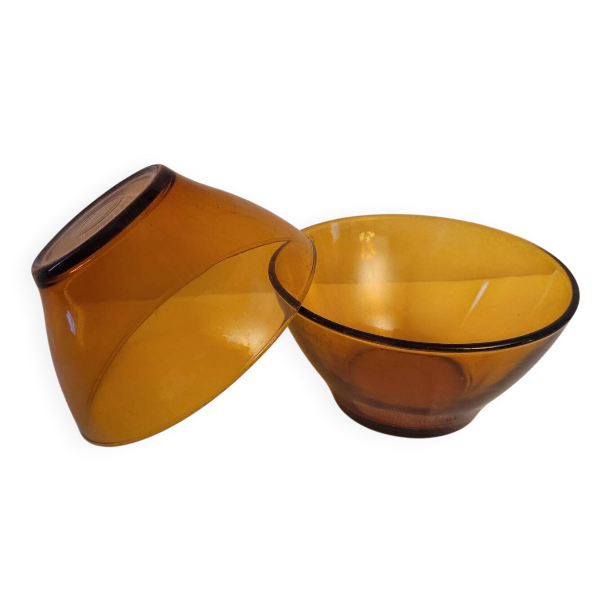 amber glass bowls – mid-20th century vintage