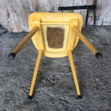 Baumann western style chair in yellow wood + vintage black skai seat