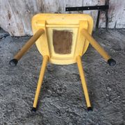 Baumann western style chair in yellow wood + vintage black skai seat