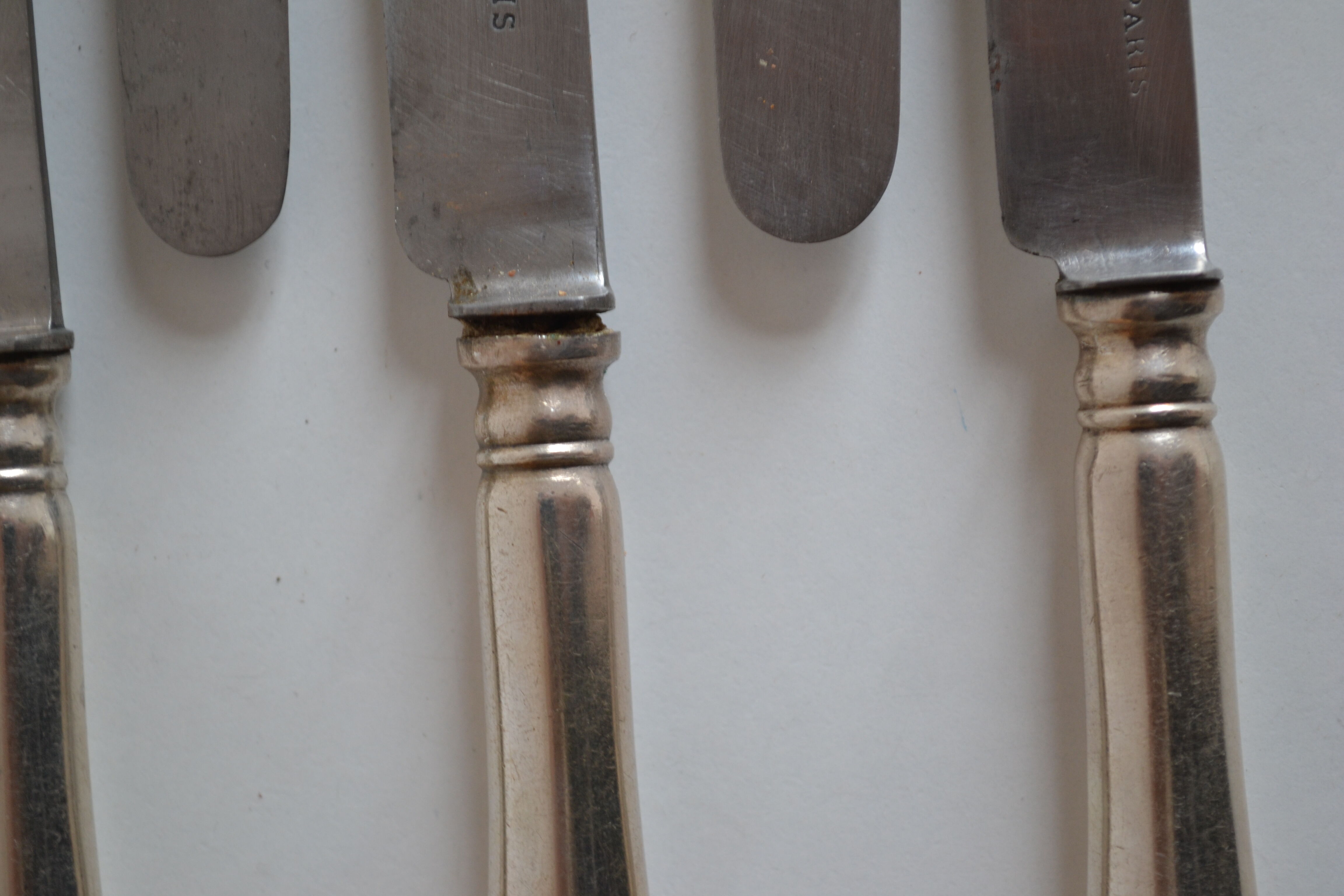 12 dessert knives old metal silver monogram