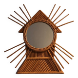 Ancien miroir en rotin vintage
