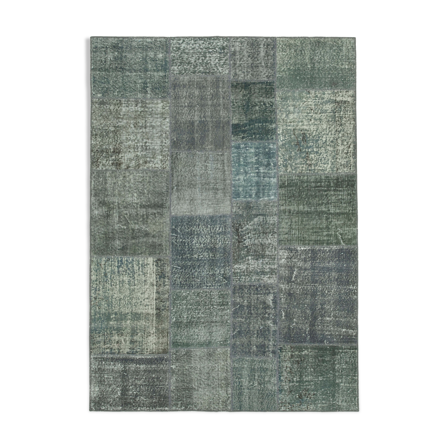 Hand-knotted oriental vintage 172 cm x 240 cm grey patchwork carpet